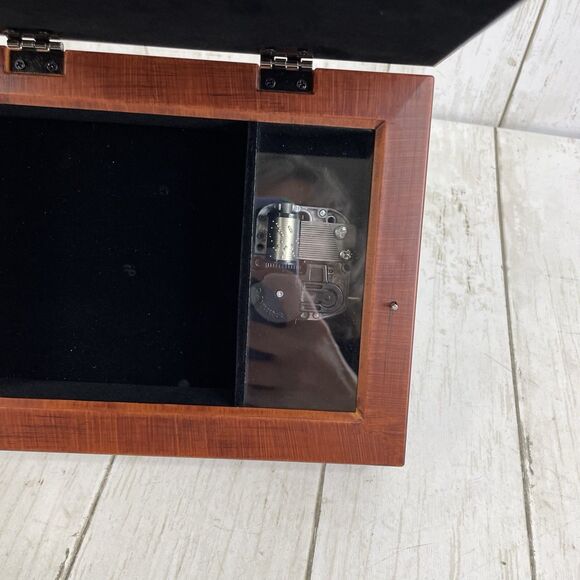 Confirmation Gift - Music Keepsake Trinket Jewelry Box Brown Faux Wood - Picture 4 of 8